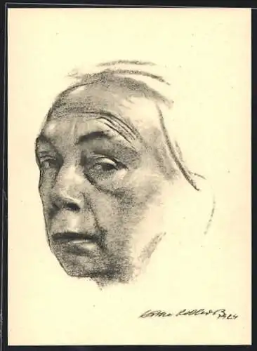 Künstler-AK Käthe Kollwitz: Selbstbildnis von Käthe Kollwitz, 1924