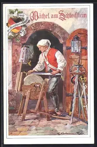 Künstler-AK Hans Kaufmann: Michel am Schleifstein
