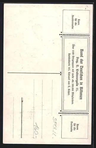 Künstler-AK Ernst Kutzer: Pfingstgruss vom Bund der Deutschen in Böhmen
