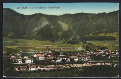 AK Krieglach /Steiermark, Teilansicht mit Kirche