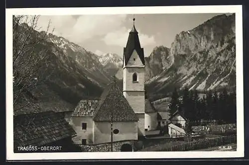 AK Tragöss-Oberort, Teilansicht mit Kirche