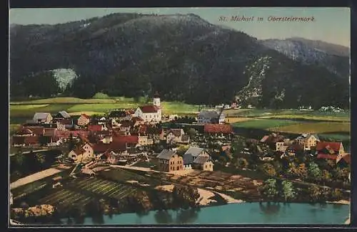 AK St. Michael /Obersteiermark, Panorama mit Bergen