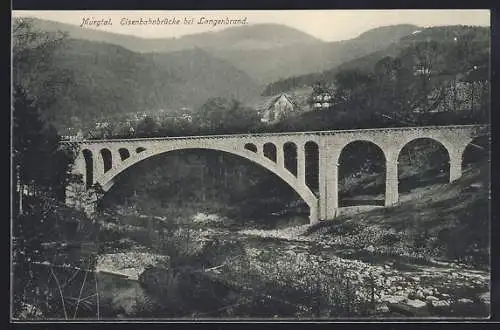 AK Forbach, Eisenbahnbrücke im Murgtal bei Langenbrand