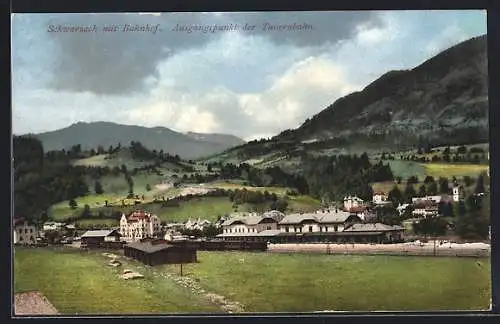 AK Schwarzach /Pongau, Blick auf den Bahnhof der Ortschaft, Ausgangspunkt der Tauernbahn