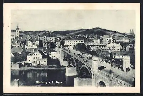 AK Maribor / Marburg, Ortsansicht mit Flussbrücke