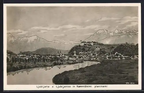 AK Ljubljana, Der Fluss Ljubljanica und das Kamniski-Gebirge