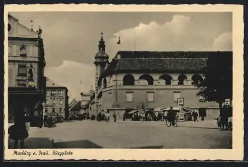 AK Marburg a. Drau, Burgplatz mit Passanten