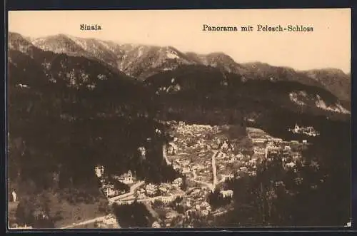 AK Sinaia, Panorama mit Pelesch-Schloss