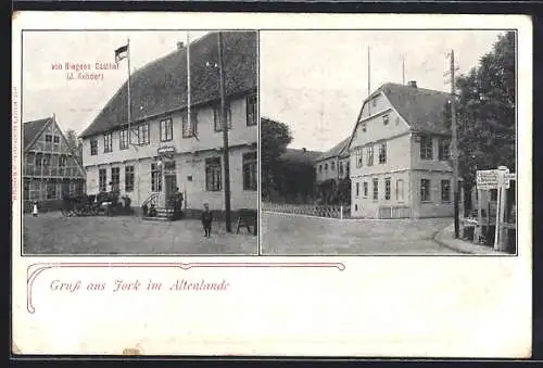 AK Jork im Altenlande, von Riegens Gasthof, Strassenkreuzung