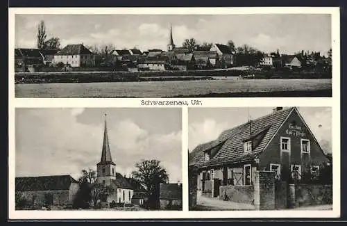AK Schwarzenau / Ufr., Totalansicht, Kirche, Handlung E. Pfeiffer