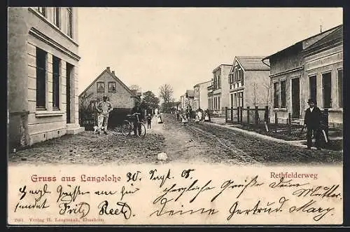 AK Langelohe, Strassenblick in den Rethfelderweg