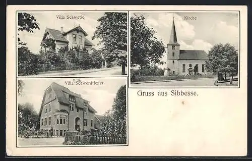 AK Sibbesse, Villa Schwetje, Kirche, Villa Schwerdtfeger
