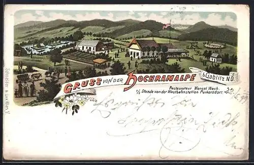 Lithographie Gablitz /N. Ö., Gasthaus Hochramalpe von Wenzel Wech