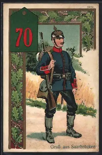 AK Saarbrücken, Soldat in Uniform, Schulterklappe 70