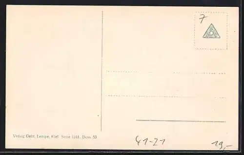 AK Kriegsschiff S.M.S. Köln nahe einer Ortschaft vor Anker liegend, Reichskriegsflagge