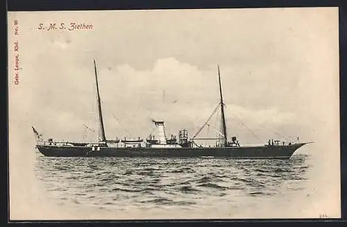 AK Kriegsschiff SMS Ziethen auf hoher See