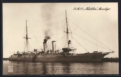 AK Minenleger SMS Nautilus nahe der Küste