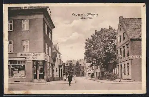 AK Vegesack /Weser, Hafenstrasse mit Gasthaus