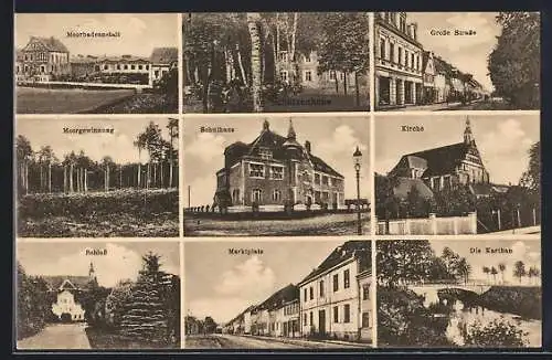 AK Bad Wilsnack, Schulhaus, Kirche, Schloss, Grosse Strasse