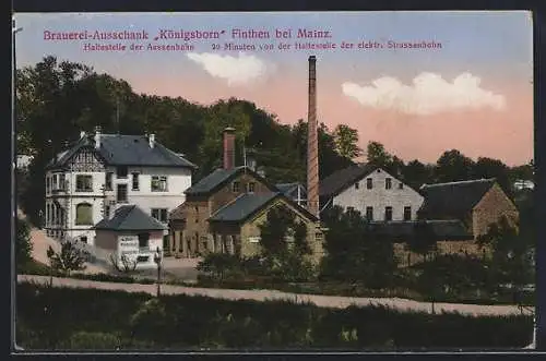 AK Finthen bei Mainz, Brauerei-Gasthaus Königsborn mit Strassenpartie