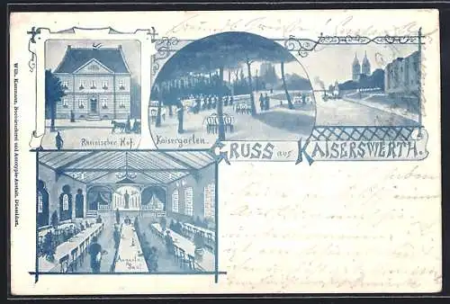 AK Kaiserswerth, Gasthaus Rheinischer Hof mit Kaisergarten und Augustasaal