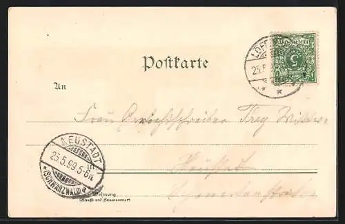 Lithographie Löffingen, Totalansicht, Schneekreuz-Kapelle, Gasthaus zur Linde, Kriegerdenkmal