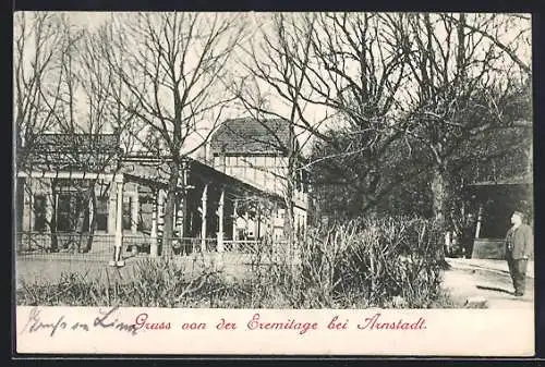 AK Arnstadt, Partie am Gasthaus Eremitage