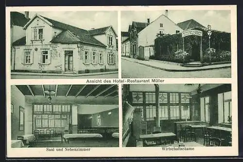 AK Weisenheim /Sand, Hotel-Restaurant Müller mit Saal und Nebenzimmer und Wirtschaftsraum