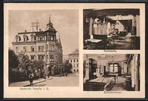 AK Sebnitz i. S., Stadtcafé, Gaststube, Billardzimmer