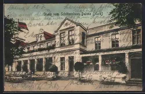 AK Dahme /Mark, Aussensitze vom Gasthaus Schützenhaus