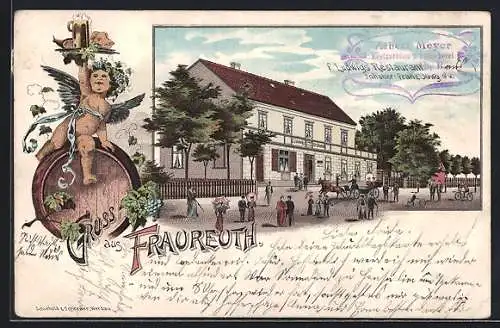 Lithographie Fraureuth, F. Ludwigs Restaurant, Inh. Franz Jung