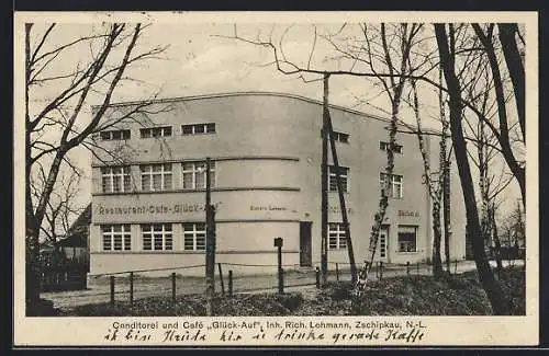 AK Zschipkau /N.-L., Restaurant-Café Glück Auf, Inh. Rich. Lehmann