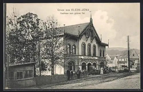 AK Klein-Jena, Gasthaus zum grünen Tal mit Strassenpartie