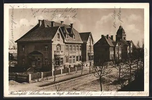 AK Fürstenfeld, Schillerstrasse mit Cafe Kirchner