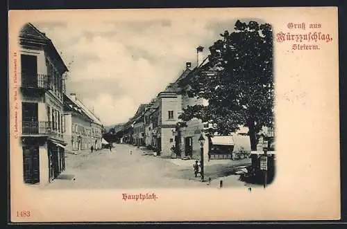 AK Mürzzuschlag, Hauptplatz mit Ladengeschäften