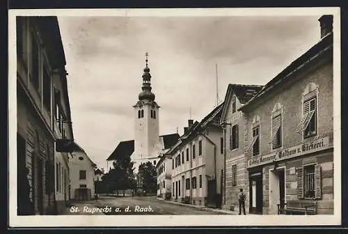 AK St. Ruprecht a. d. Raab, Strassenpartie mit Ludwig Kammerer`s Gasthaus