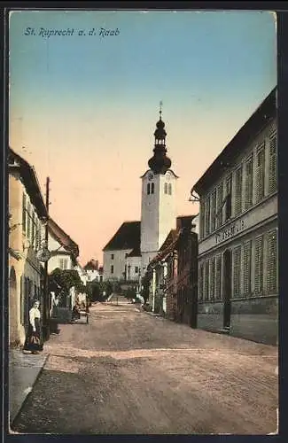 AK St. Ruprecht a. d. Raab, Strassenansicht mit Kirche