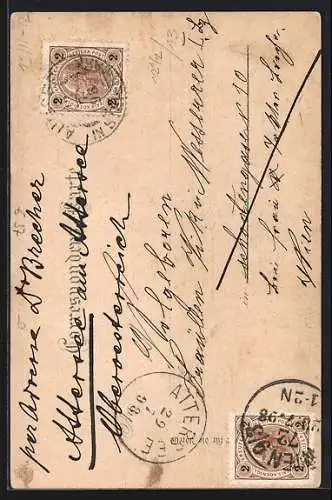 Lithographie Aussee, Kurpark, Gesamtansicht der Ortschaft