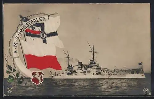 AK Kriegsschiff S. M. S. Westfalen auf dem Meer