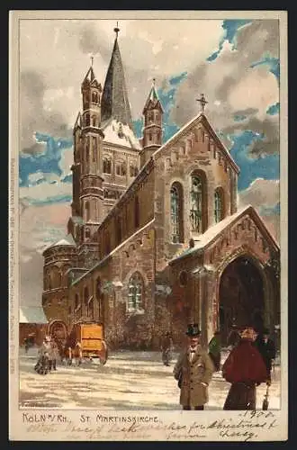 Künstler-AK Zeno Diemer: Köln, St. Martinskirche an einem sonnigen Wintertag