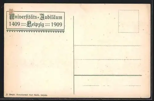 Künstler-AK Arthur Thiele: Studentenwappen, Universitas Litterarum Lipsiensis, Student mit Säbel und Fahne