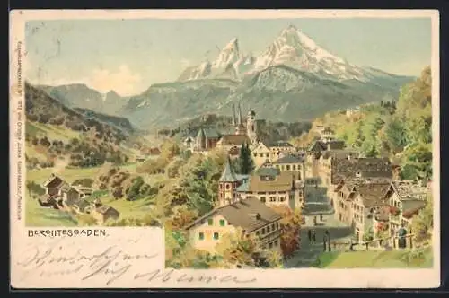 Künstler-AK Edward Harrison Compton: Berchtesgaden, Blick auf den Ort