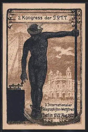 AK Berlin, 2. Kongress der I. P. T. T., 3. Internationaler Telegraphisten-Wettstreit 1922, Postamt Oranienburger Str.