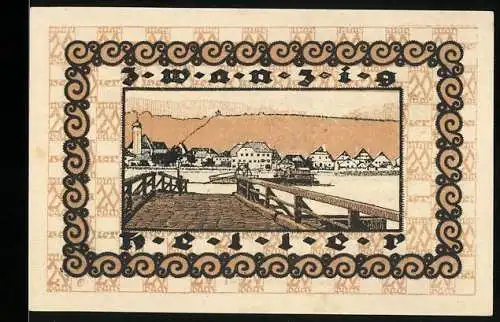 Notgeld Marbach a.d. Donau, 20 Heller, Brückenmotiv und Stadtansicht, Wappen und Seriennummer enthalten