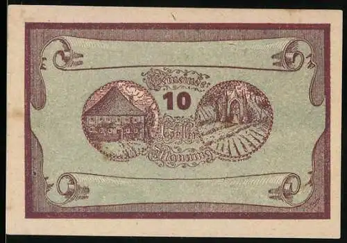 Notgeld Manning 1920, 10 Pfennig, Gebäude und Kirche Motive