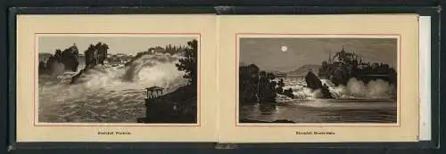 Leporello-Album 12 Lithographie-Ansichten Schaffhausen, Rheinfall, Chute du Rhin, Forges Eisenwerk, Hotel Schweizerhof