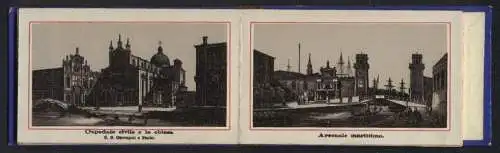 Leporello-Album 16 Lithographie-Ansichten Venezia, Torre dell Orologio, Arsenale marittimo, Ponte Rialto, Piazzetta