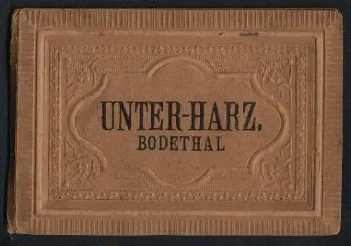 Leporello-Album 18 Lithographie-Ansichten Bodethal, Ballenstedt, Alexisbad, Victorshöhe, Treseburg, Gasthaus Rosstrappe