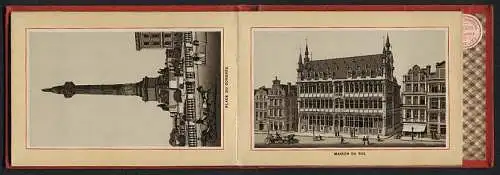 Leporello-Album 24 Lithographie-Ansichten Bruxelles / Brüssel, Laitiere Brexelloise, Hotel de Brasseurs, Place Royale