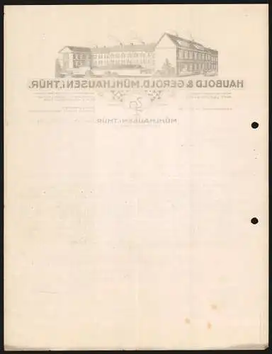 Rechnung Mühlhausen i. Thür. 1935, Firma Haubold & Gerold, Werksgebäude, Schutzmarke Hagestolz